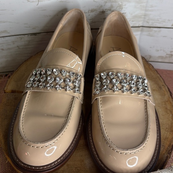 RARE AGL Lola Strass Mixed Crystal Patent Loafers Nude 40 - $585 Retail - Picture 16 of 17